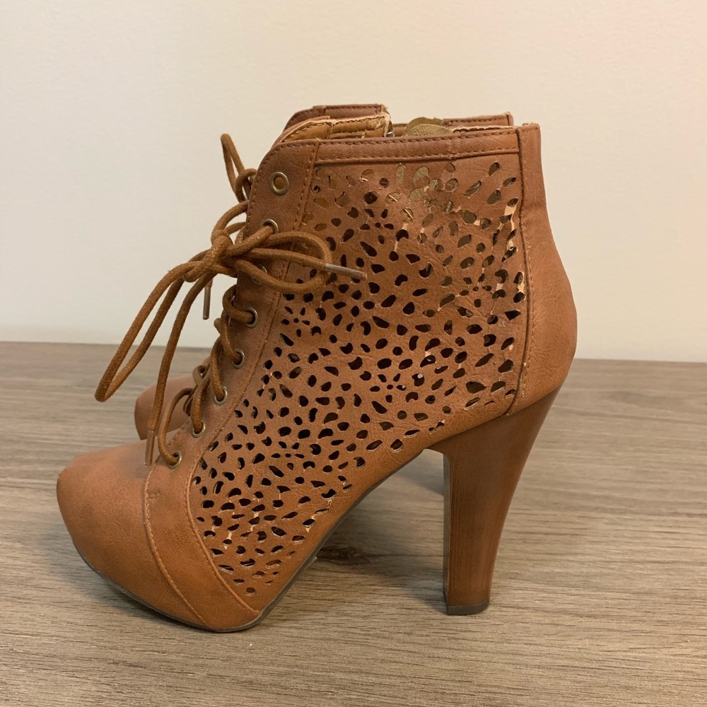 Tan Boho High Heeled Booties